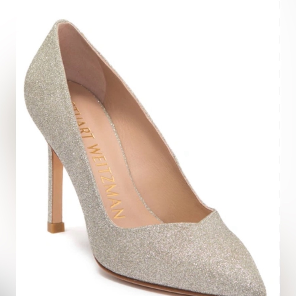 Stuart Weitzman Anny Platino Fine Glitter 36 5.5